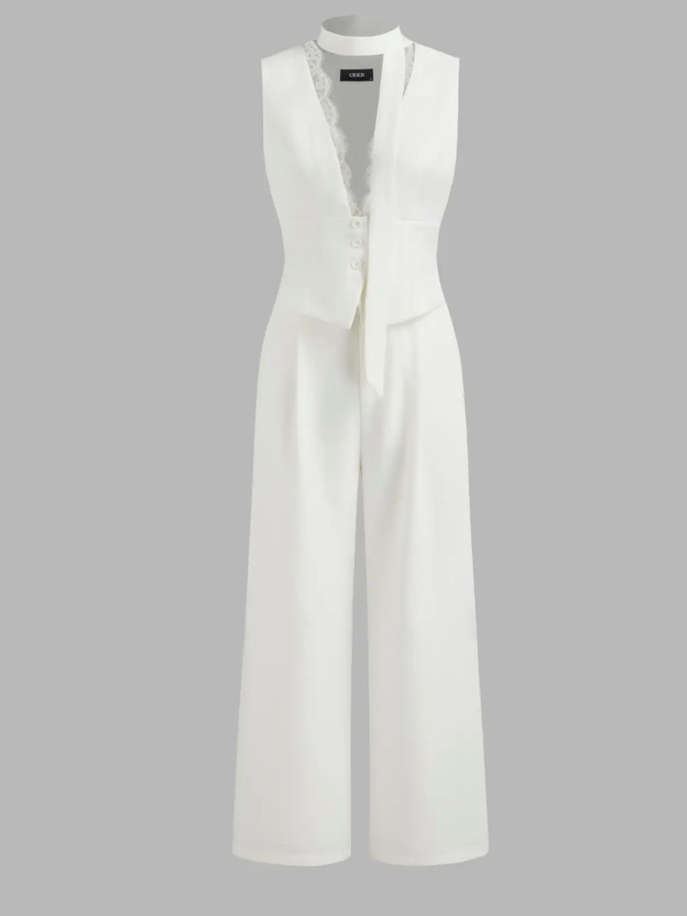 NWT Cider Sleeveless White Jumpsuit with Tailored Vest
